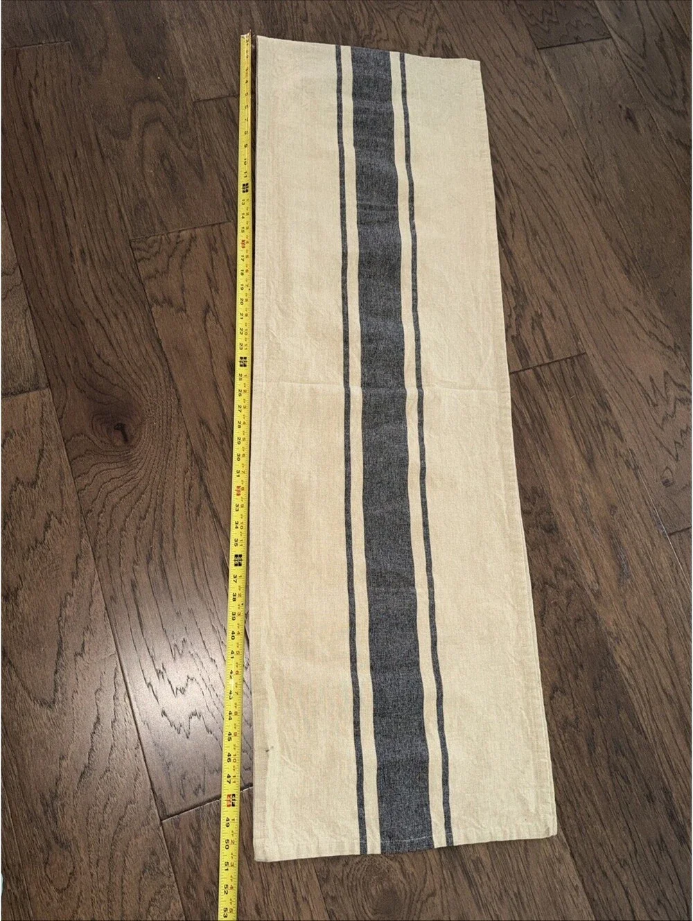 Farmhouse Primitive Blue Striped Grain Sack Table Runner – 16” x 51”